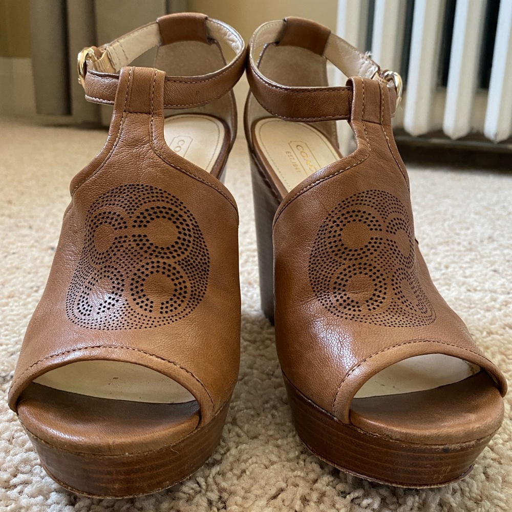 Coach “Juday” Peep Toe Platform Wedges